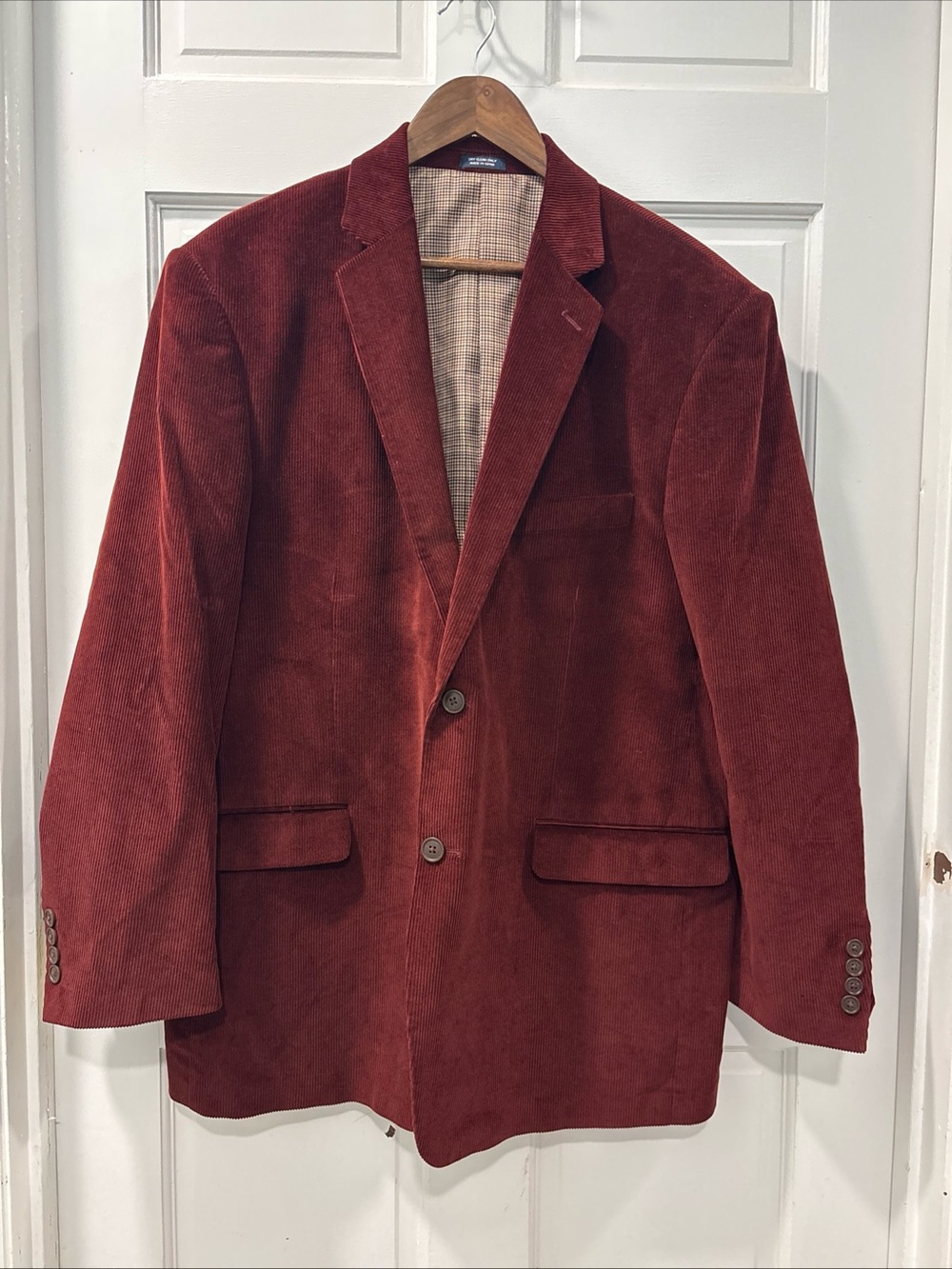 Saddlebred Men’s 2 Button Corduroy Blazer 46R Deep Red Cotton Preppy Fall NWOT